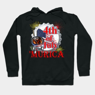 Murica 4th of July Retro Barbeque BBQ Murica 2022 Patriotic Hoodie